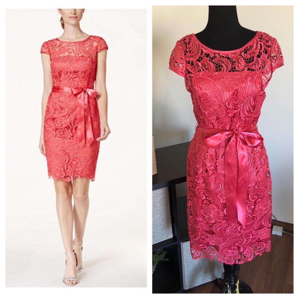 Adrianna Papell Pink Lace Mini Dress